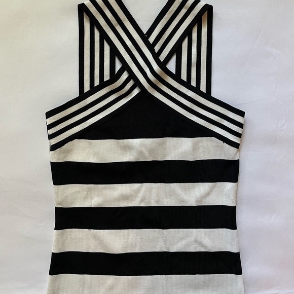 2000s Caché Striped Crossover Halter Tank - Picture 3 of 4